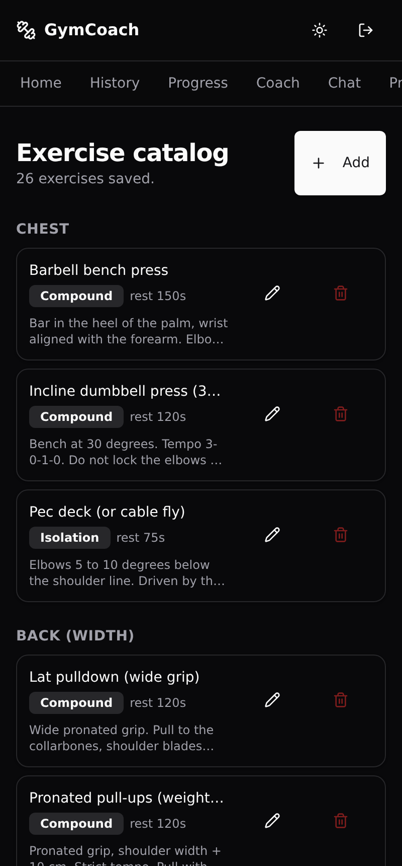 Каталог GymCoach